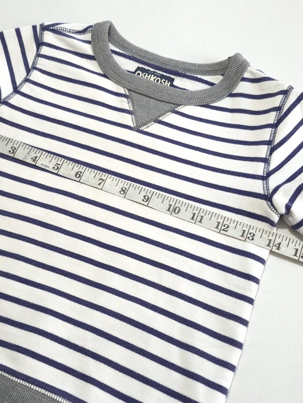 OshKosh B'gosh Boys Size 6 Blue White Striped Crewneck Sweatshirt Pullover - Picture 8 of 15